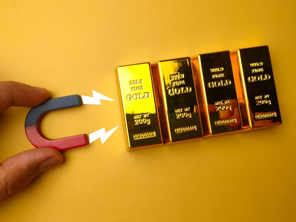 emas palsu dengan magnet